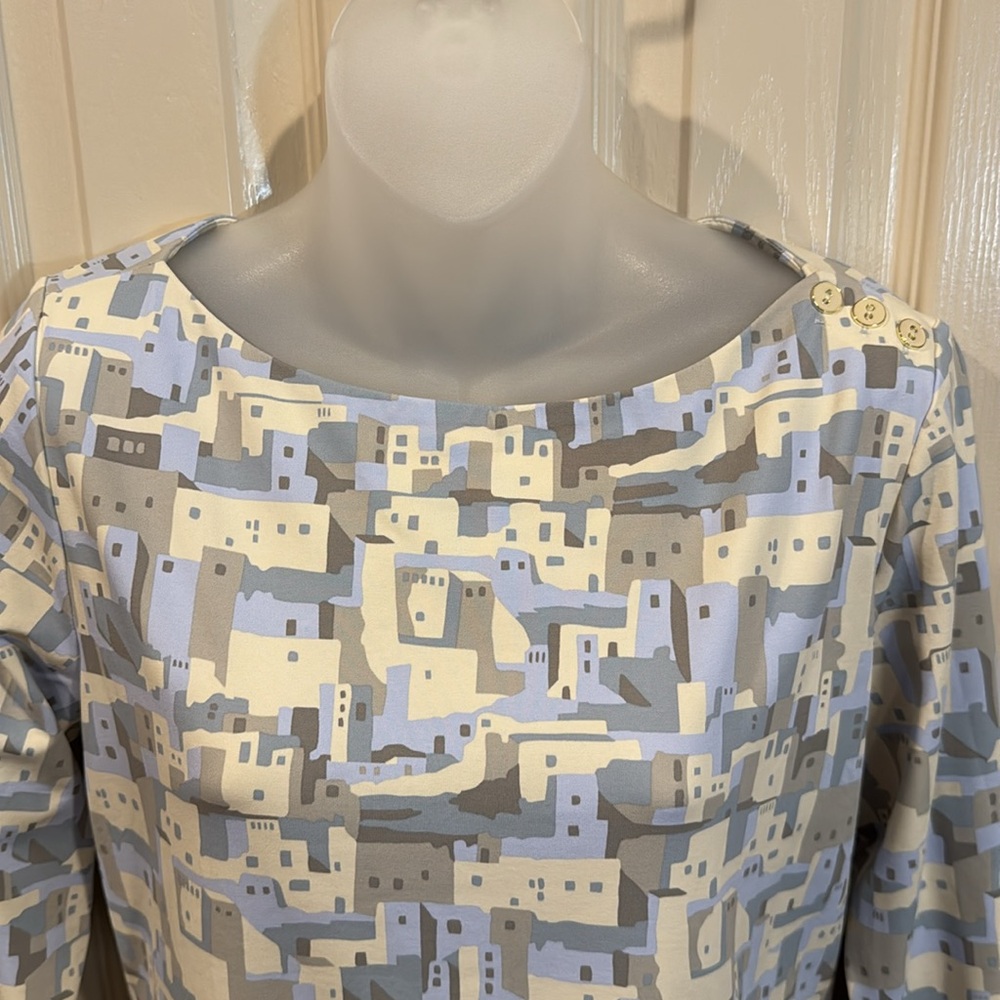 J. McLaughlin Women's Pueblo house Patterned Top. Sz Medium - Picture 2 of 9